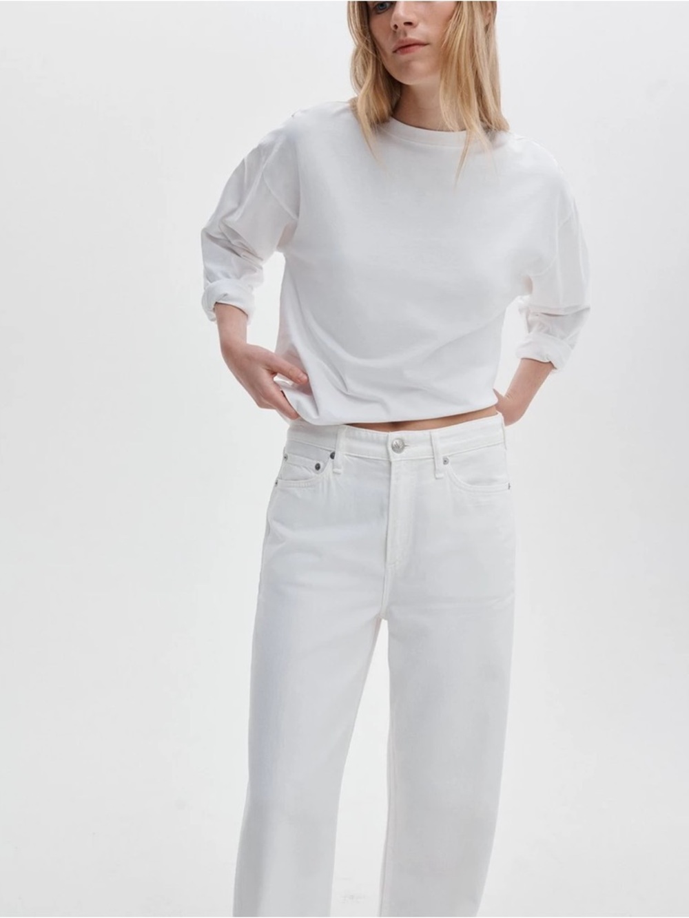 Rag and bone Logan wide leg white jeans